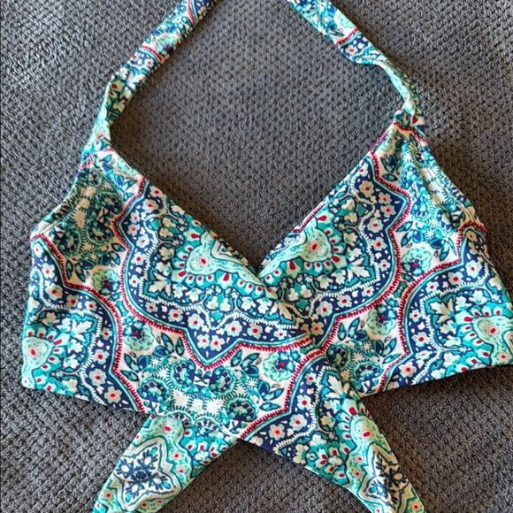 Athleta Monaco Wrap Halter Bikini Top Boho Paisley Print‎ 34D DD Swimsuit - Picture 2 of 9